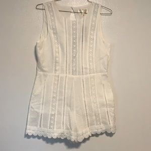 NWT - White Double Lined Romper with Open Back